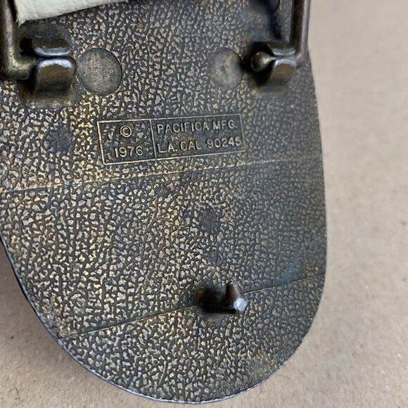 Vintage YES Pacifica MFG white leather Tex tan cowhide leather belt size 42 - Picture 7 of 7